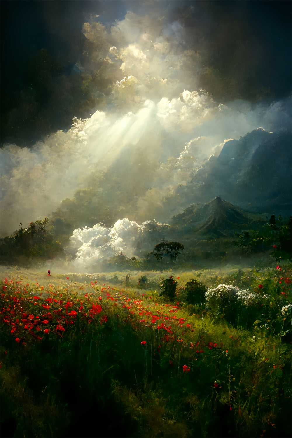 Vintage Backdrops Majestic Landscape Heavenly Light Beam Backdrop BRP11-564