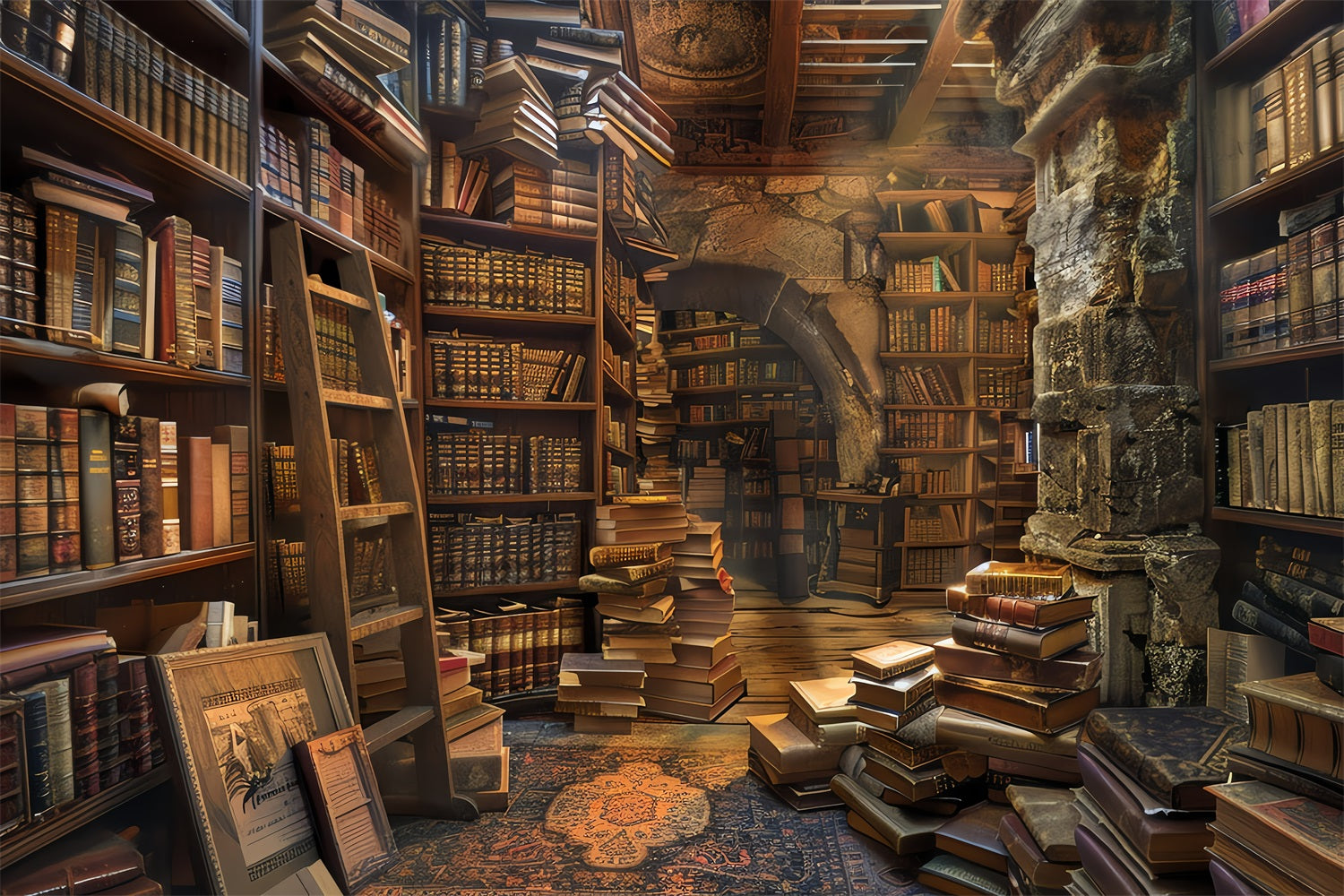 Backdrop Vintage Library Antique Book Collection Backdrop BRP11-569