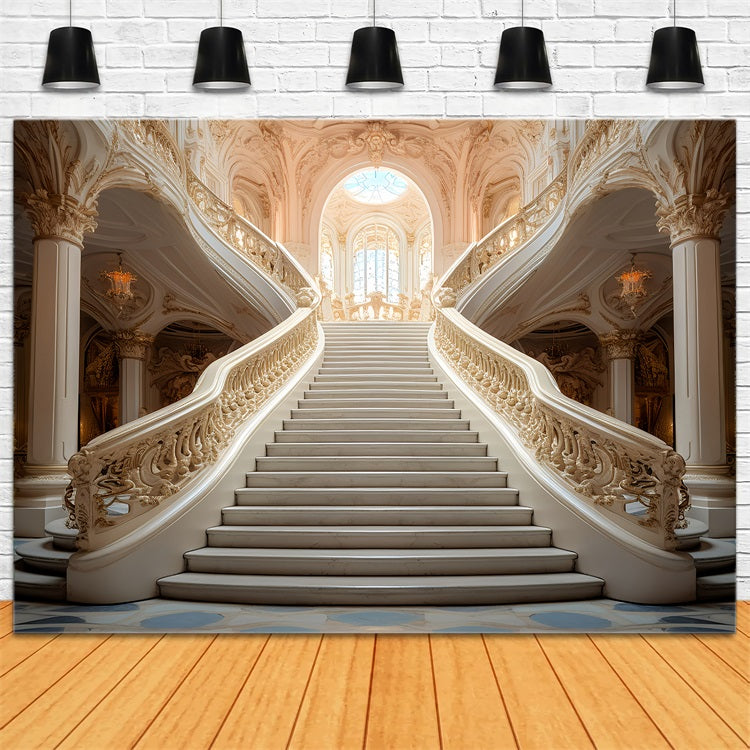 Backdrops Vintage Staircase Intricate Carvings Backdrop BRP11-598