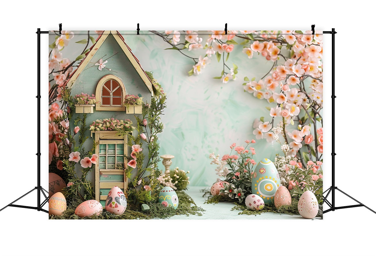 Easter Backdrops Photography Floral Cottage Egg Display Backdrop BRP12-401