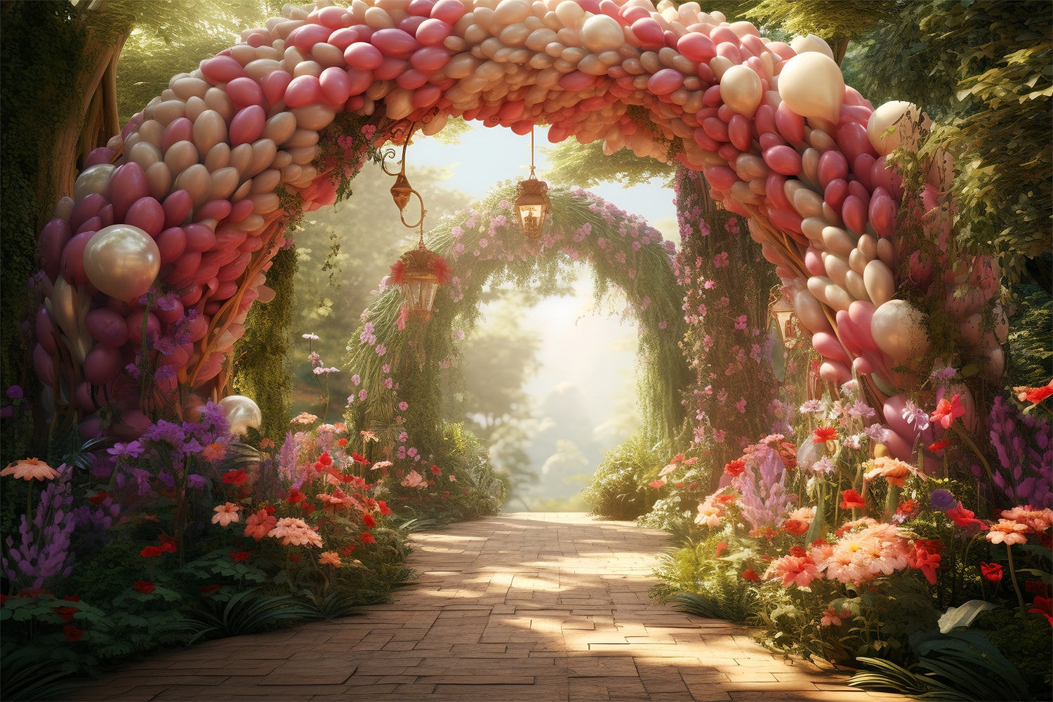 Easter Backdrops Balloon Archway Spring Florals Backdrop BRP12-413