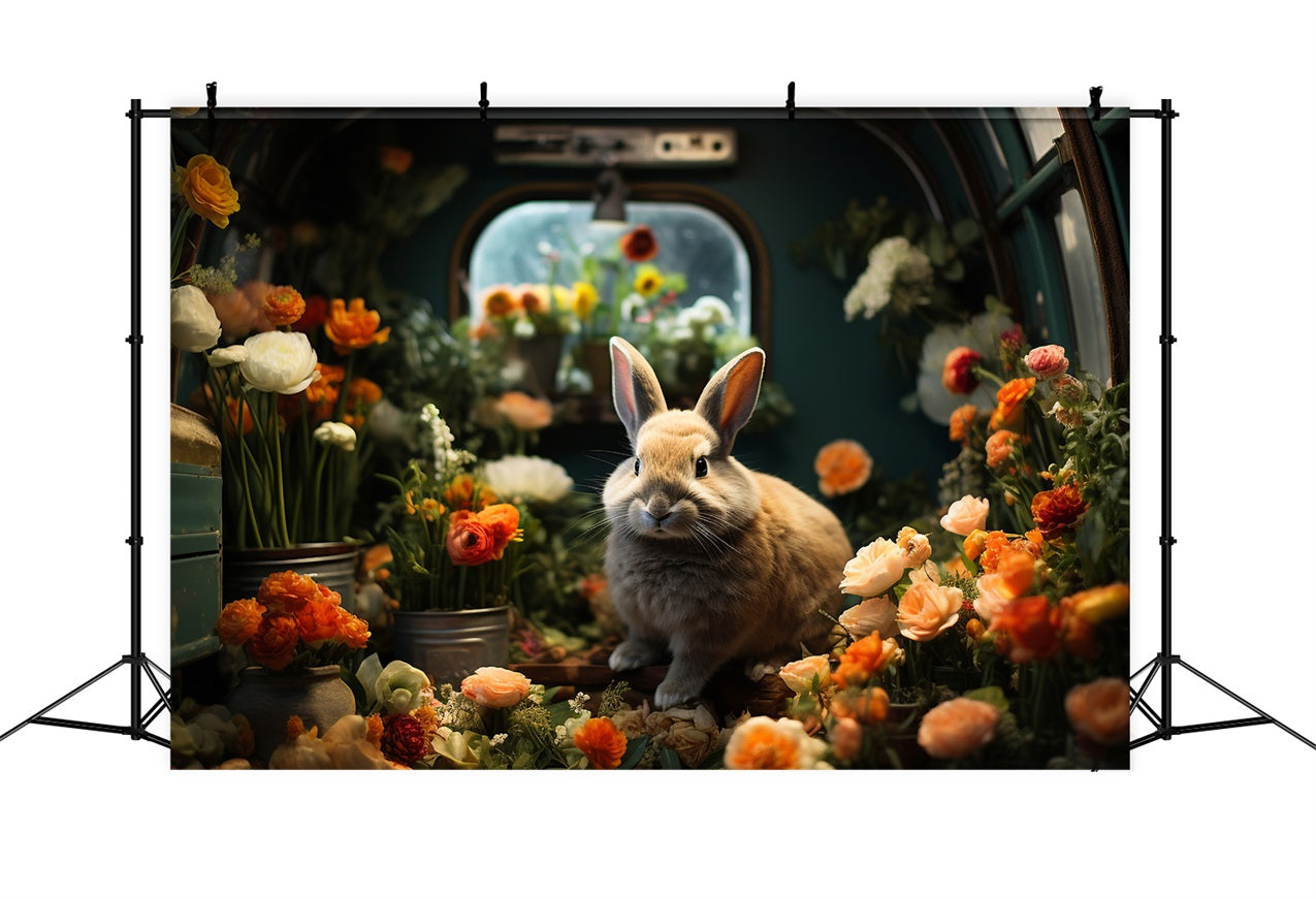 Easter Backdrops Pictures Floral Decor Bunny House Backdrop BRP12-419