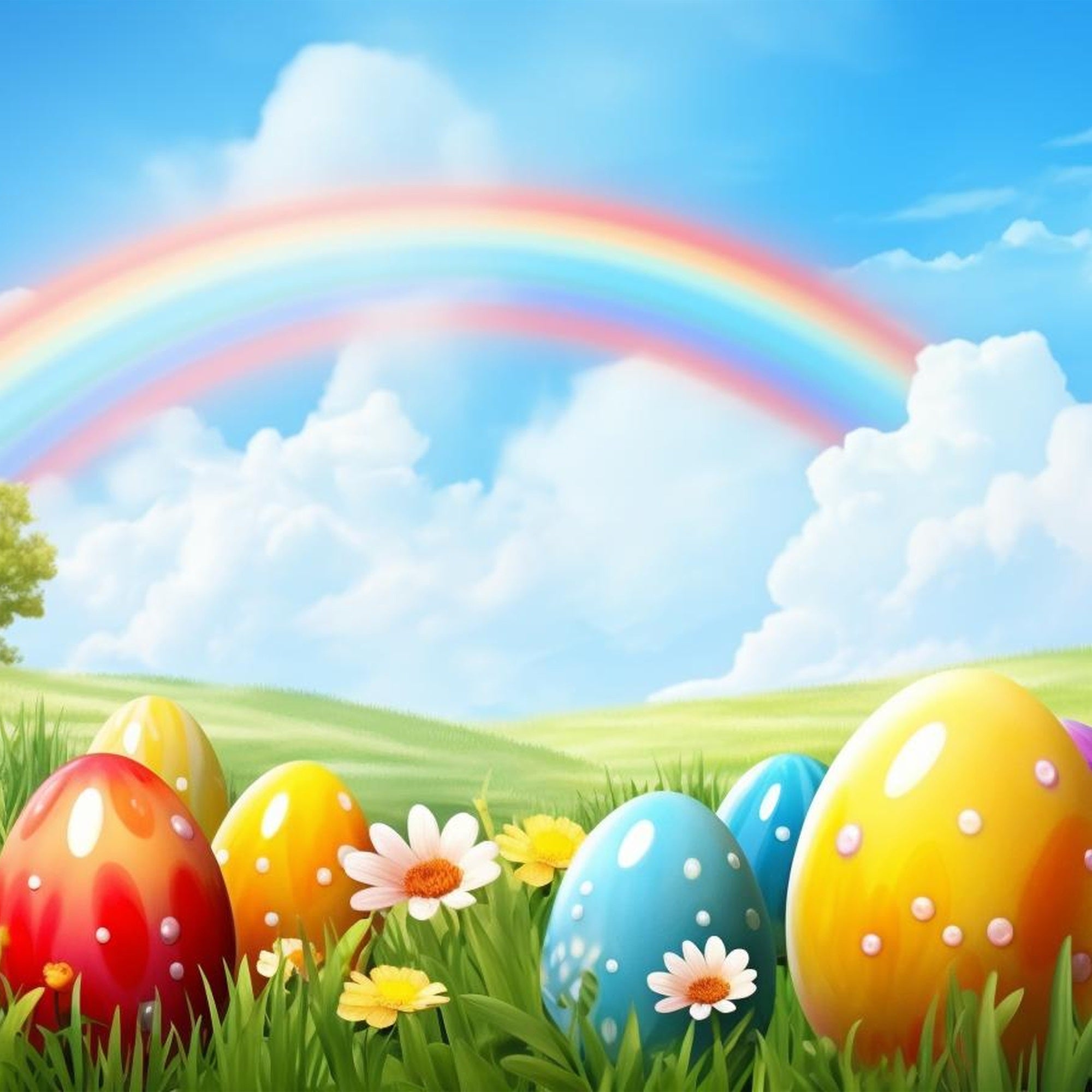 Easter Backdrops Photography Rainbow Grassland Egg Backdrop BRP12-426