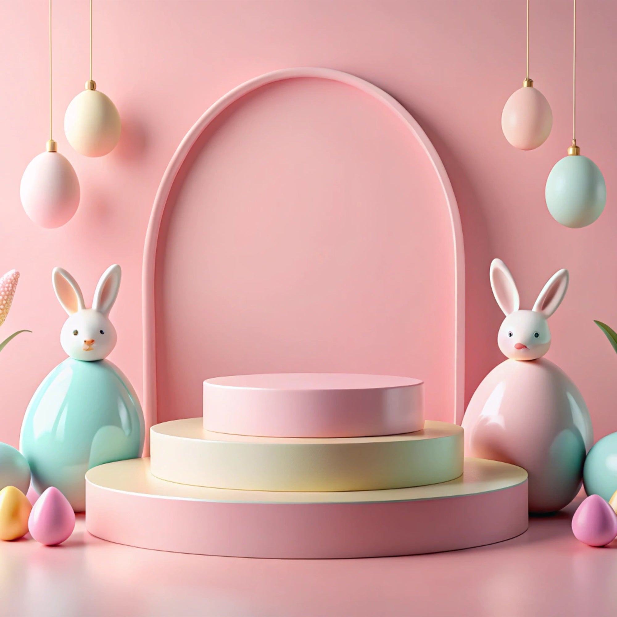 Easter Bunny Photo Backdrop Pink Arch Decor Backdrop BRP12-429