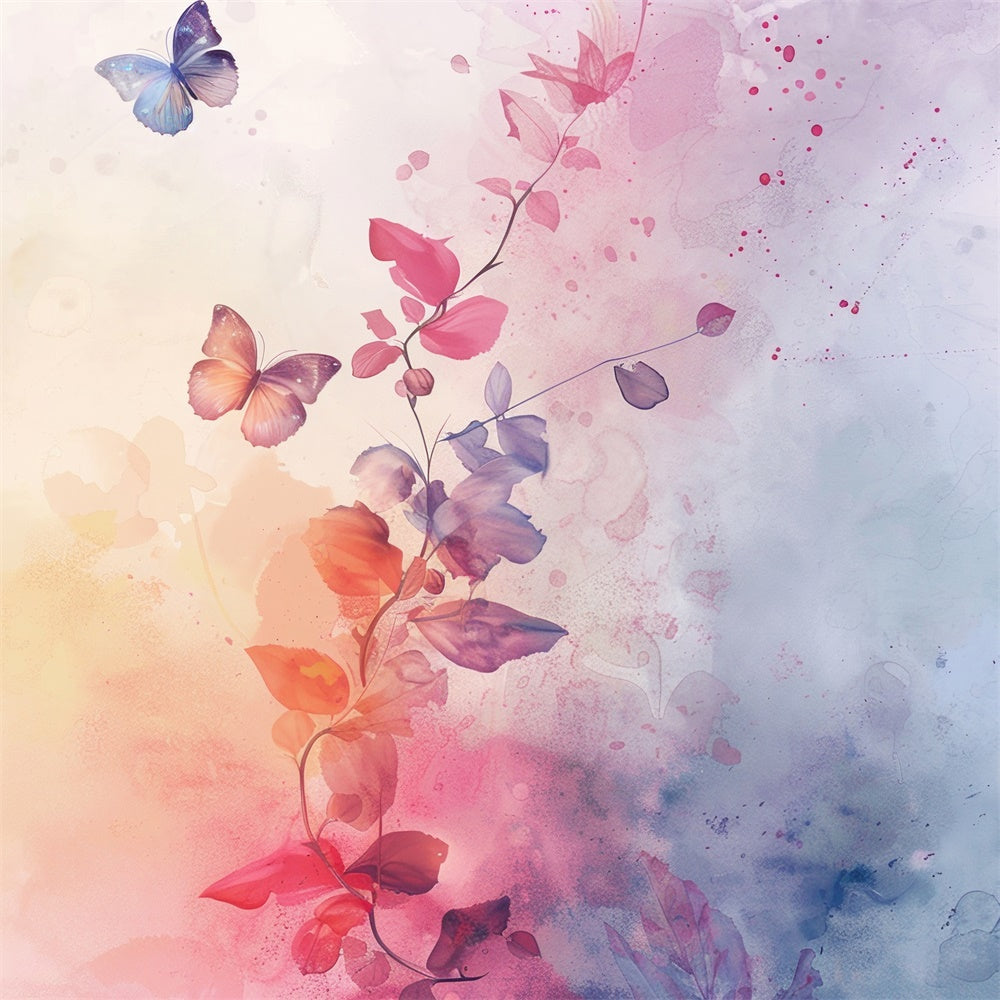 Spring Portrait Backdrops Watercolor Butterfly Blossoms Backdrop BRP12-511