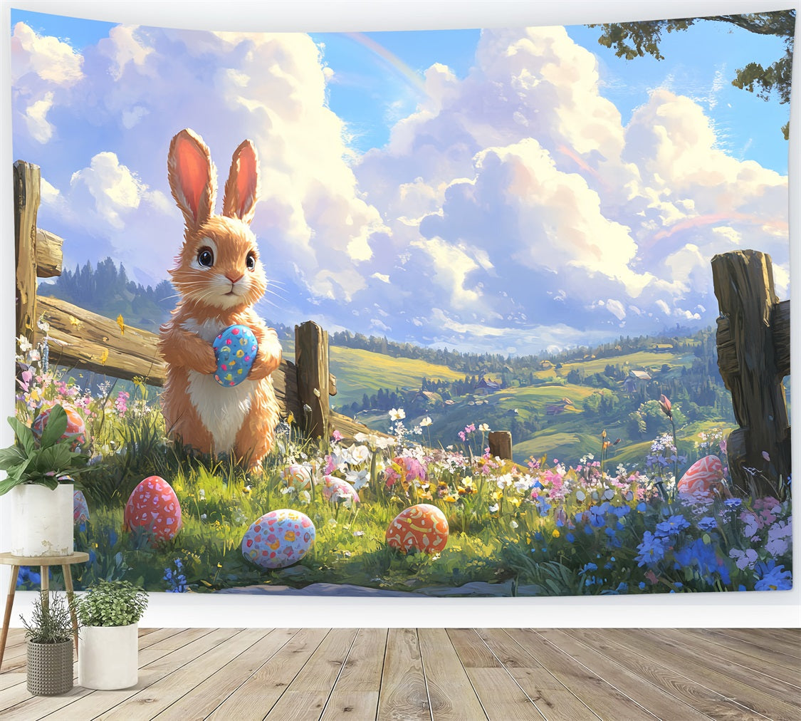 Photo Backdrops Easter Bunny Colorful Egg Meadow Backdrop BRP12-755