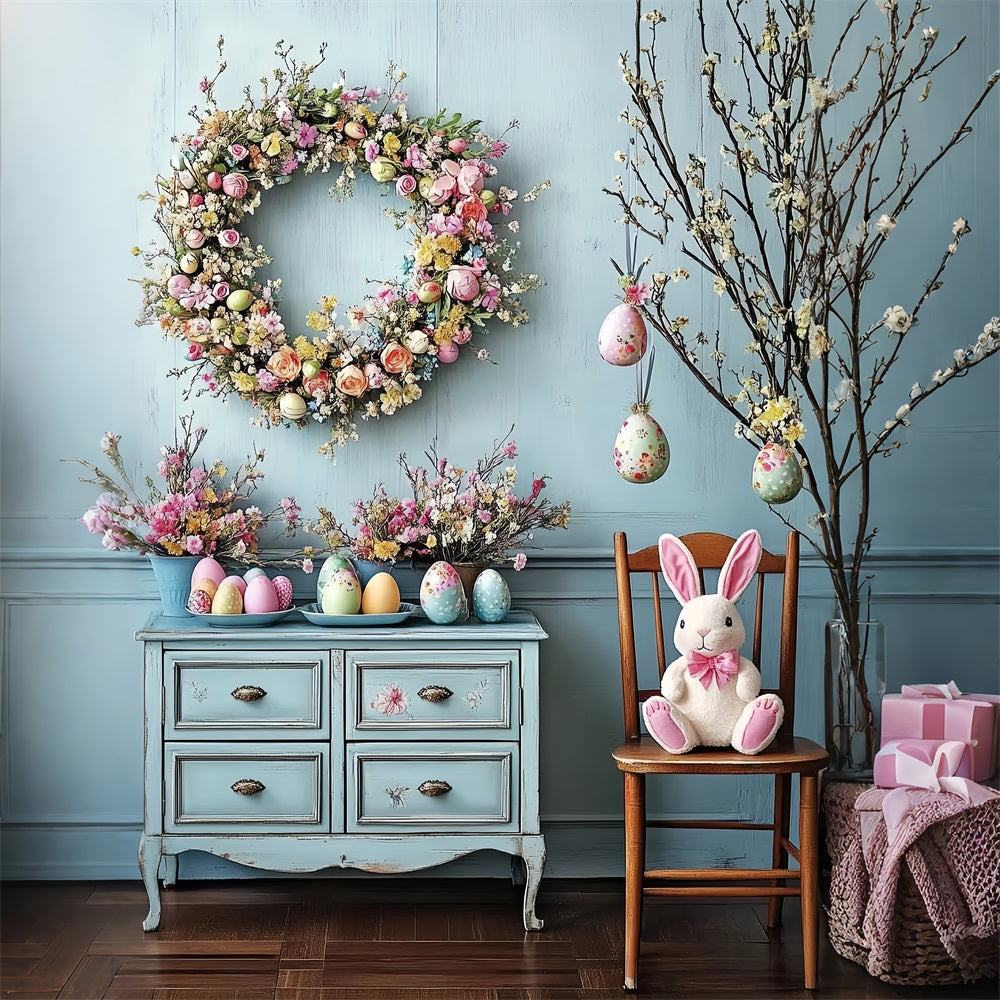 Easter Backdrops Ideas Wreath Bunny Eggs Backdrop BRP12-760