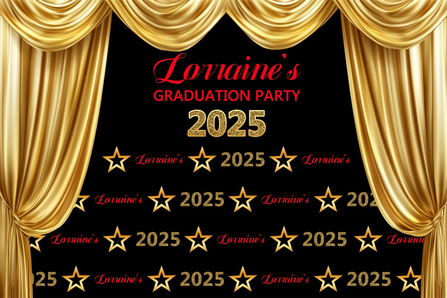 Personalized Graduation Backdrops Luxury Themed Golden Curtain Backdrop BRP3-1