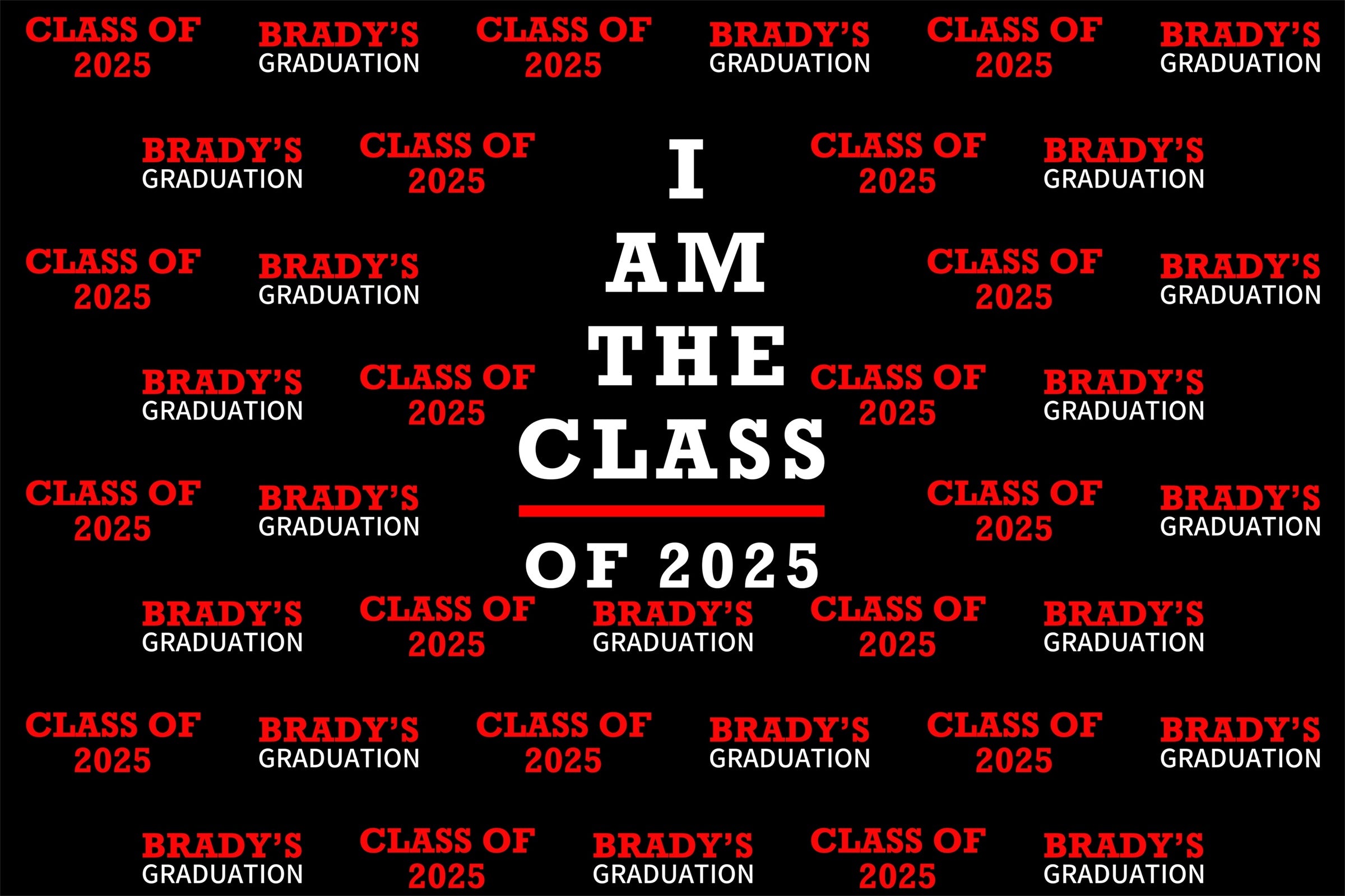 Personalized Graduation Backdrop Bold Red Black Graduation Party Backdrop BRP3-10