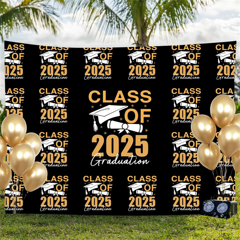 Personalized Graduation Backdrops Elegant Gold Graduation Party Backdrop BRP3-13