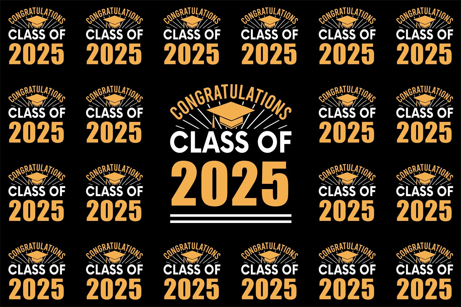 Custom Graduation Backdrops Gold Grad Cap 2025 Graduation Party Backdrop BRP3-14