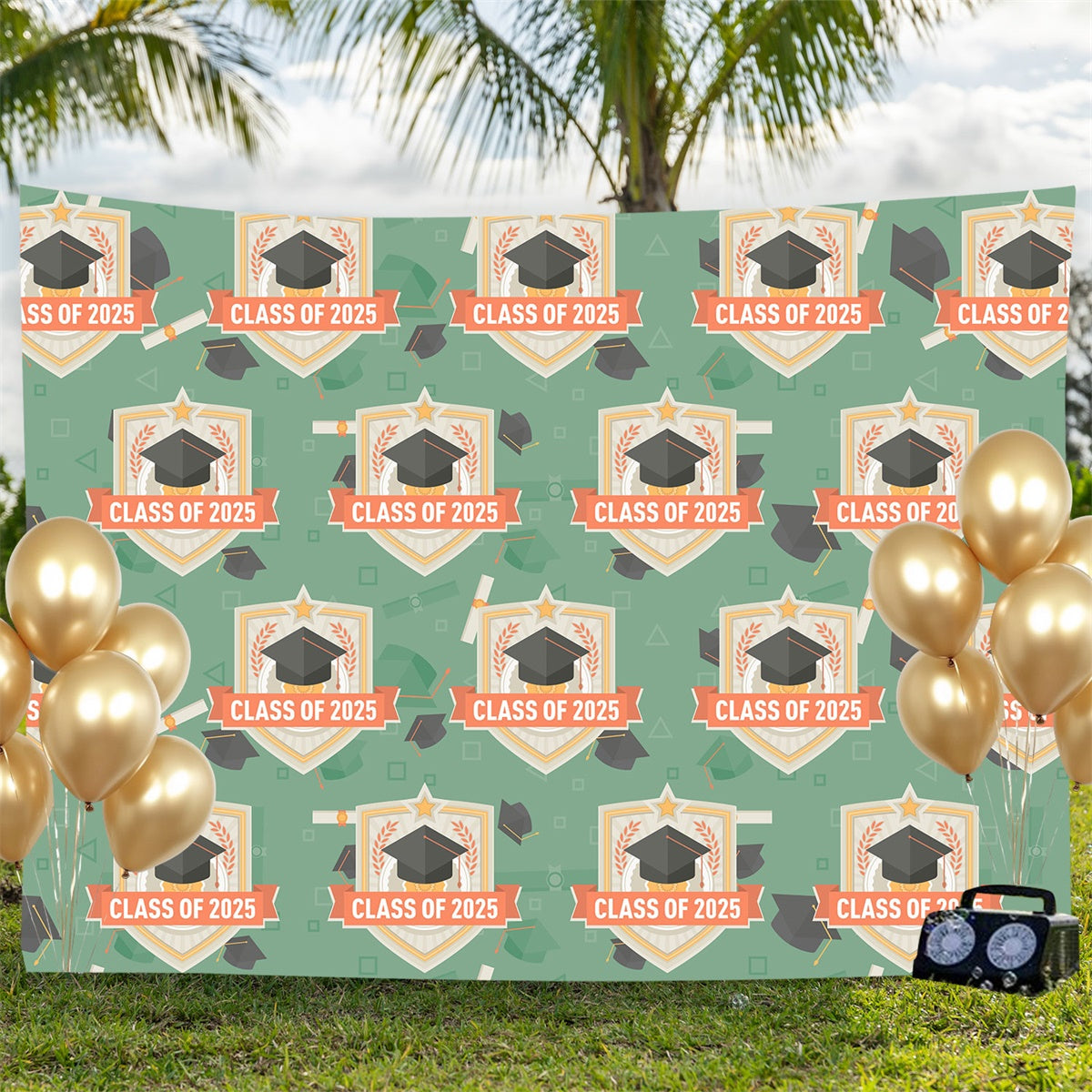 Personalized Graduation Backdrop Vintage Green Graduation Party Backdrop BRP3-15