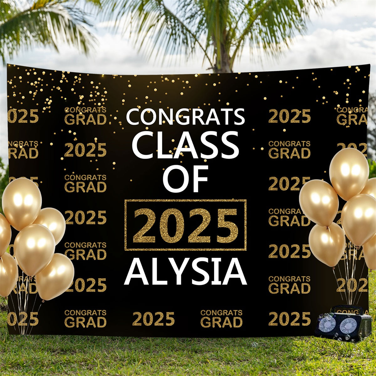 Custom Graduation Backdrop Glitter 2025 Ceremony Graduation Party Backdrop BRP3-8