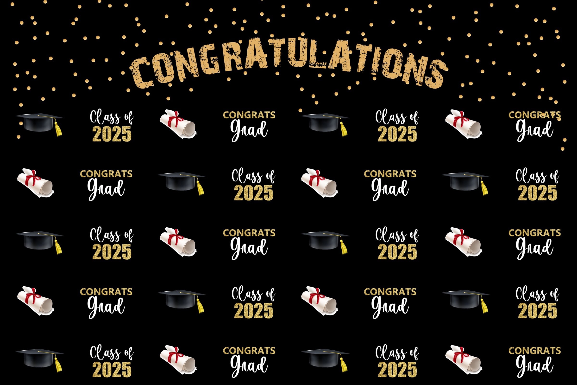 Custom Graduation Backdrop 2025 Elegant Black Graduation Party Backdrop BRP3-9
