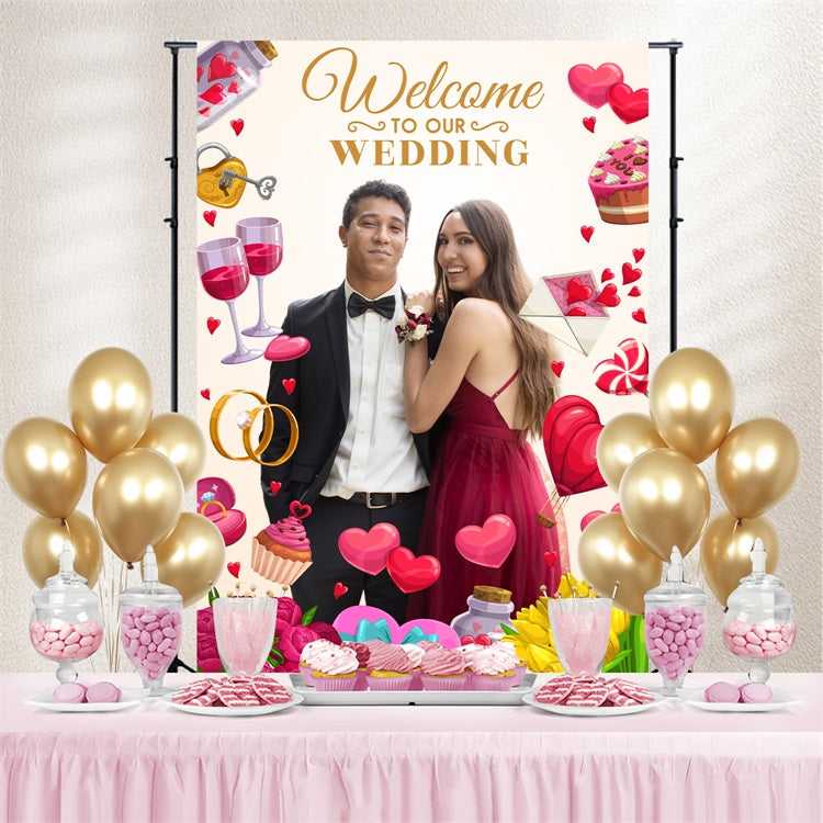 Wedding Backdrops Love Hearts Roses Personalized Backdrop BRP4-105