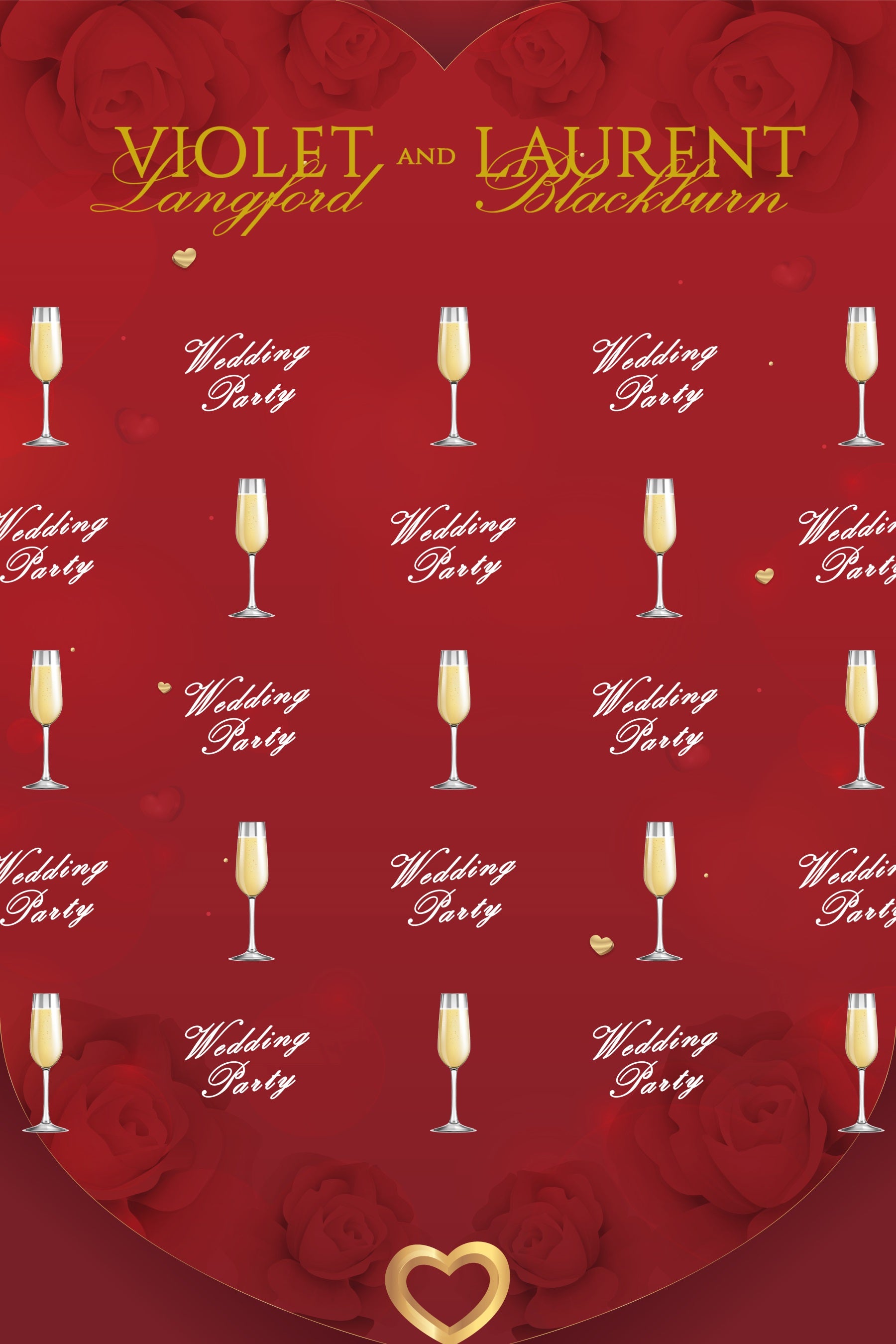 Wedding Ceremony Backdrop Red Rose Champagne Custom Backdrop BRP4-108