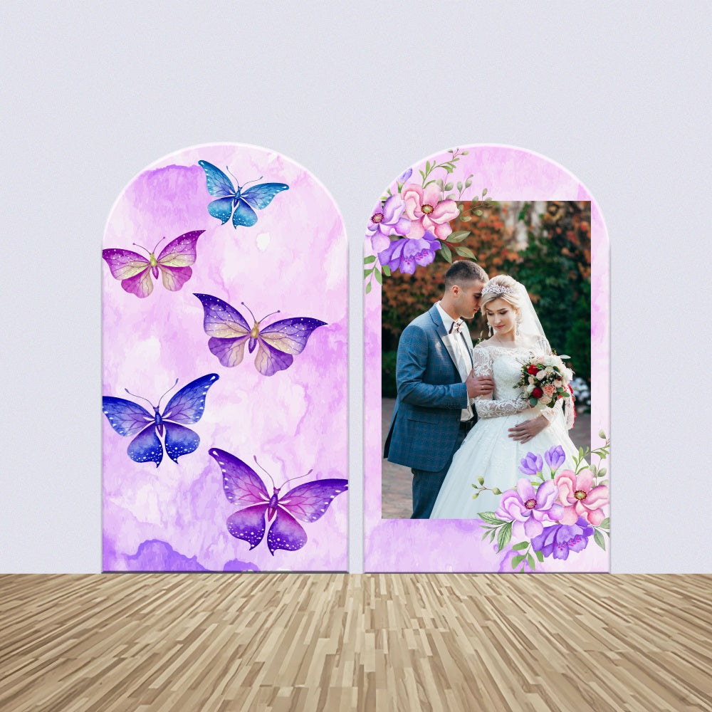 Wedding Backdrop Purple Butterfly Garden Customized Arch Backdrop Kit BRP4-113