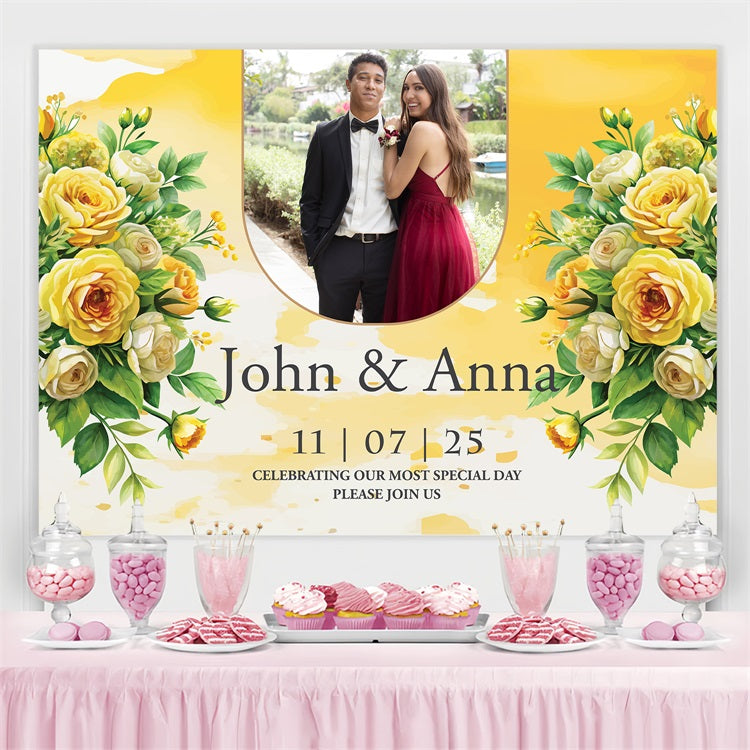 Backdrop Wedding Bright Floral Personalized Backdrop BRP4-122