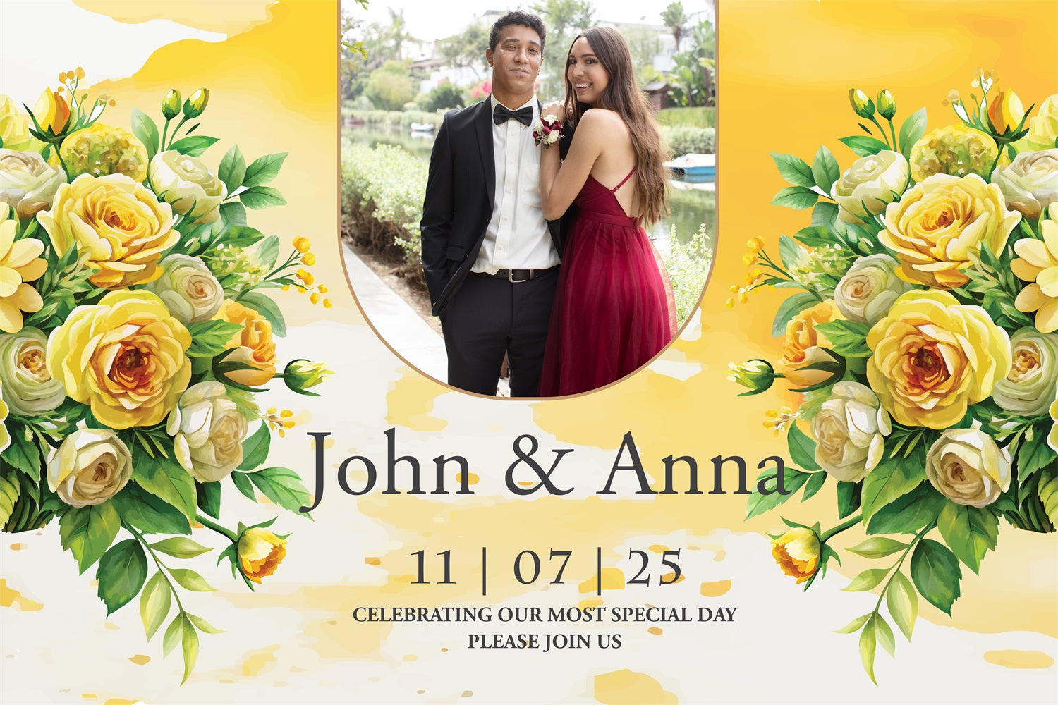 Backdrop Wedding Bright Floral Personalized Backdrop BRP4-122