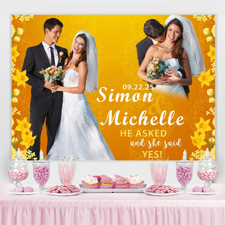 Wedding Photo Backdrop Ideas Bright Orange Flower Customized Backdrop BRP4-123