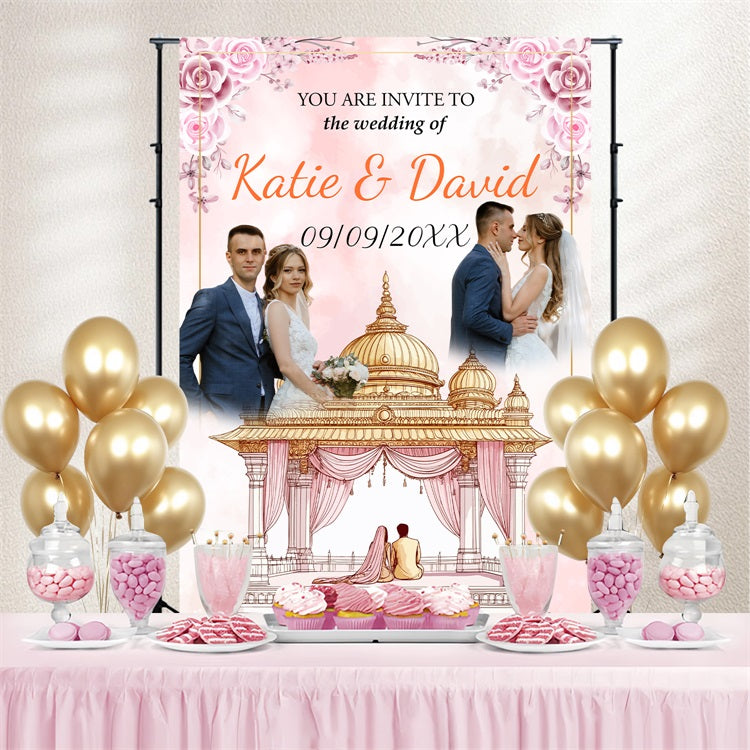 Wedding Reception Backdrop Pink Rose Dome Custom Backdrop BRP4-126