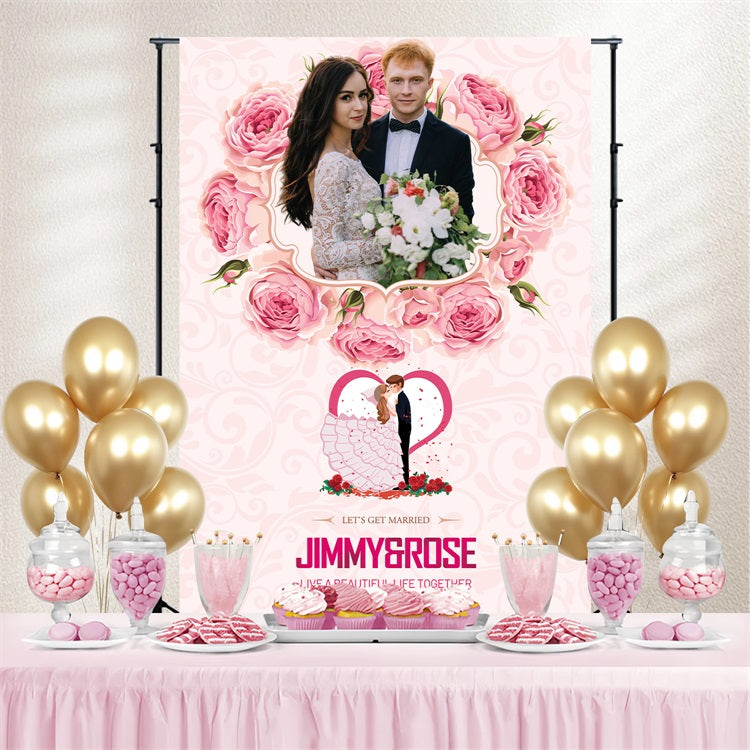 Wedding Photo Backdrop Sweet Cartoon Rose Customized Backdrop BRP4-133