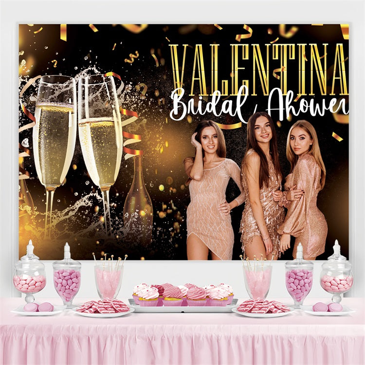 Bridal Shower Backdrop Sparkling Champagne Night Custom Backdrop BRP4-135