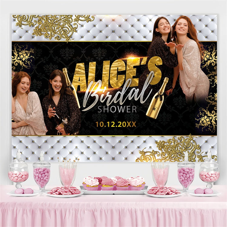 Bridal Shower Backdrop Ideas Royal Champagne Personalized Backdrop BRP4-136