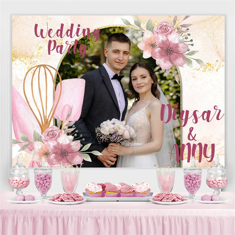 Macrame Wedding Backdrop Pink Garden Arch Personalised Backdrop BRP4-138