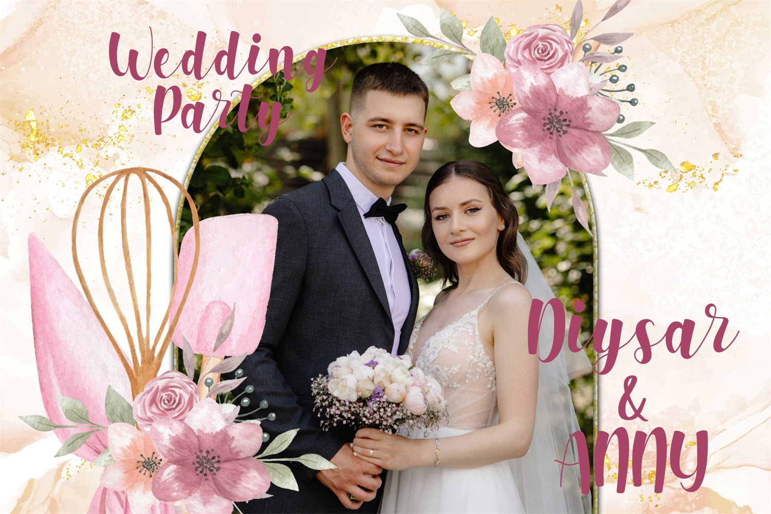 Macrame Wedding Backdrop Pink Garden Arch Personalised Backdrop BRP4-138
