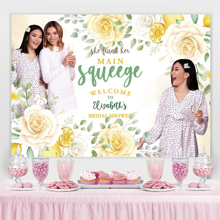 Bridal Shower Backdrops Yellow Lemon Daisy Floral Custom Backdrop BRP4-139