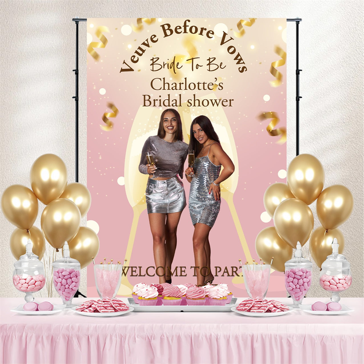 Bridal Shower Backdrop Ideas Champagne Toast Personalised Backdrop BRP4-143