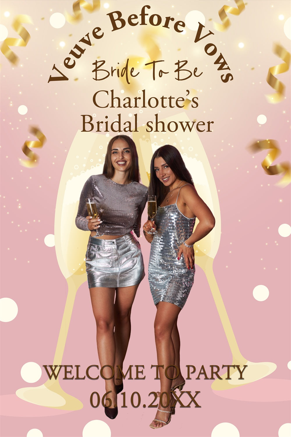 Bridal Shower Backdrop Ideas Champagne Toast Personalised Backdrop BRP4-143