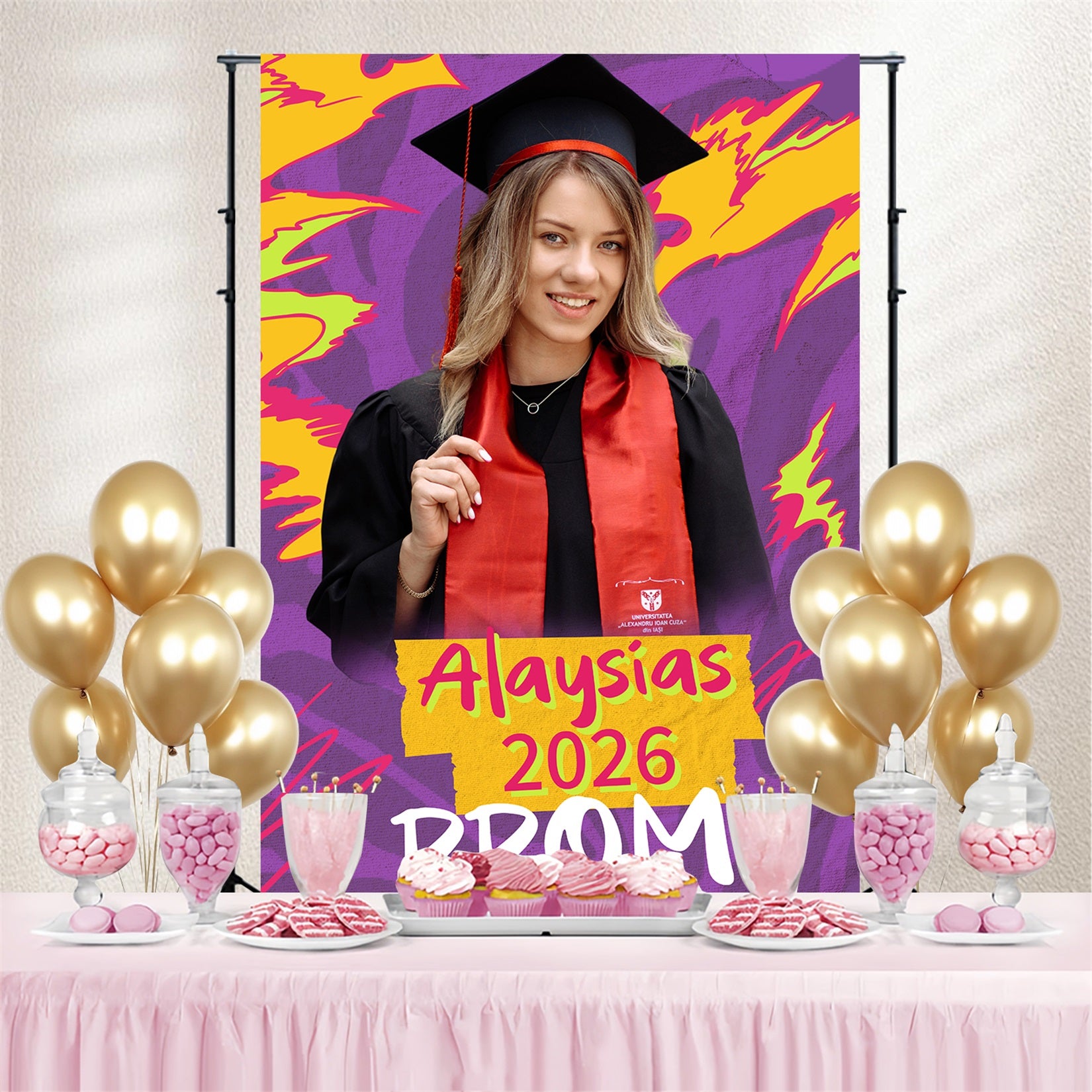Prom Backdrops Graffiti Style Bold Graduation Party Backdrop BRP4-169