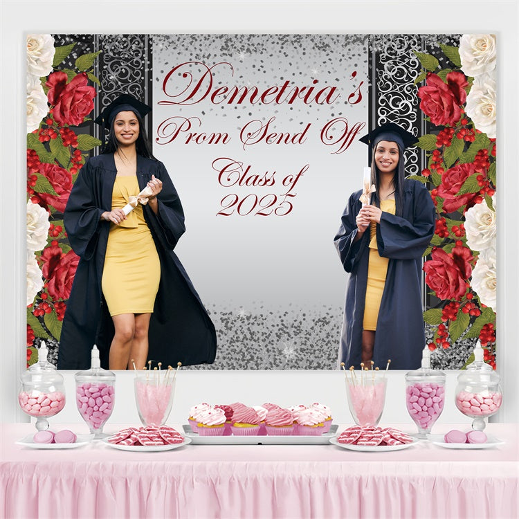 2025 Graduation Backdrop Elegant Rose Custom Graduation Party Backdrop BRP4-185