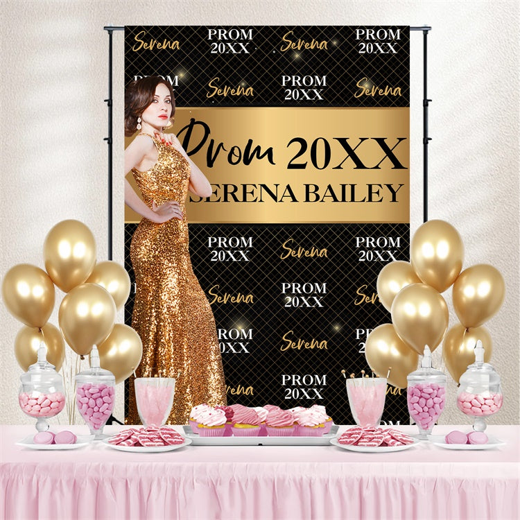 Prom Photo Backdrop Black Shine Graduation Party Backdrop BRP4-186