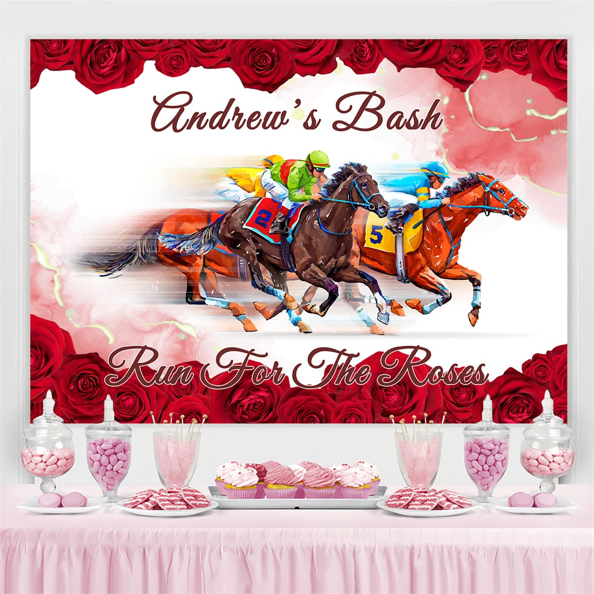 Kentucky Derby Backdrop Speed Racing Rose Personalised Backdrop BRP4-49