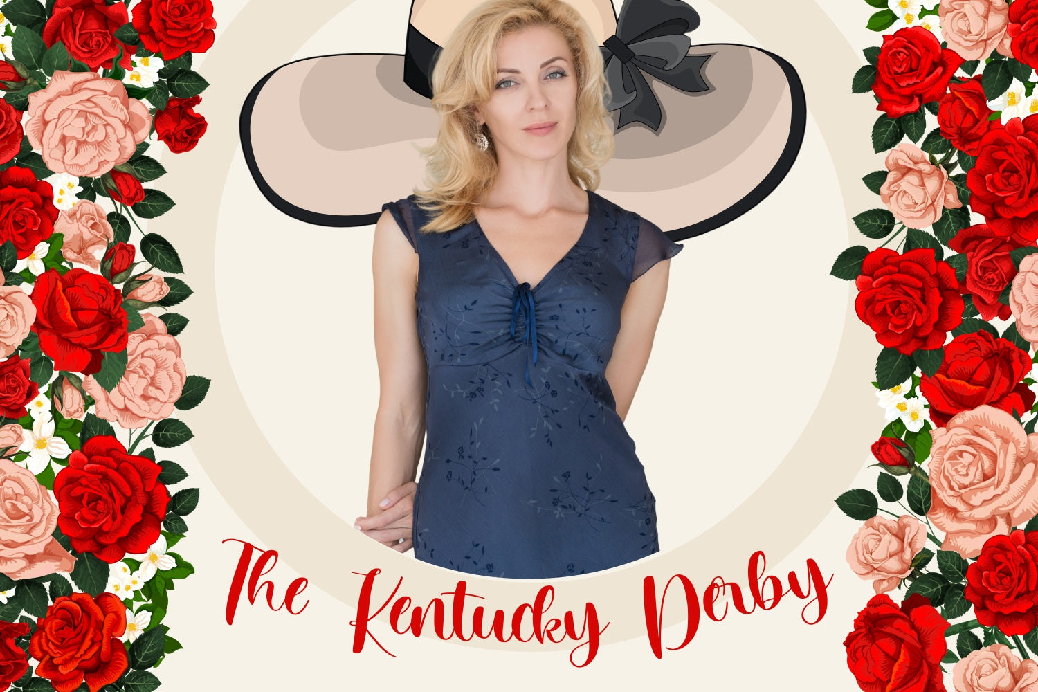 Kentucky Derby Backdrop Roses Hat Birthday Personalized Backdrop BRP4-52