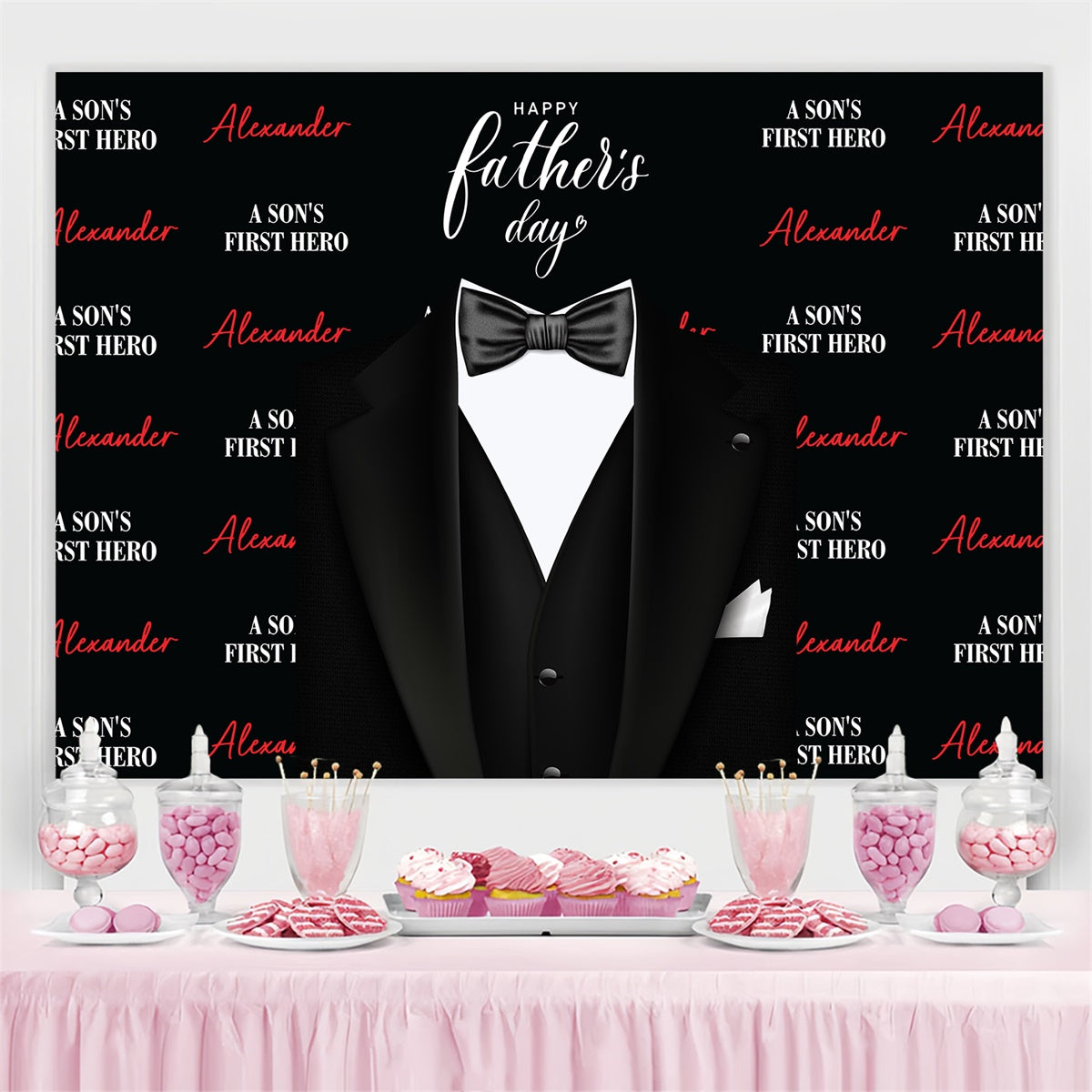 Happy Father's Day Backdrop Elegant Black Suit Backdrop BRP4-68