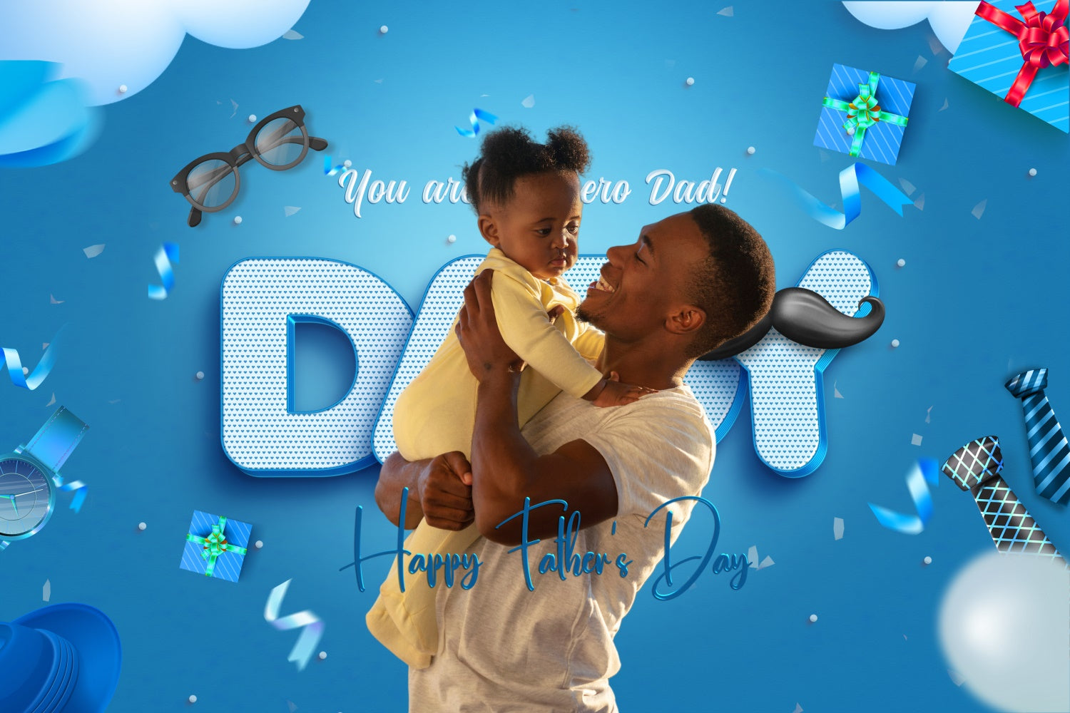 Backdrop Father's Day Blue Gifts Happy Personalized Backdrop BRP4-93