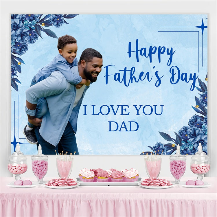 Fathers Day Backdrop Elegant Blue Floral Personalized Backdrop BRP4-99