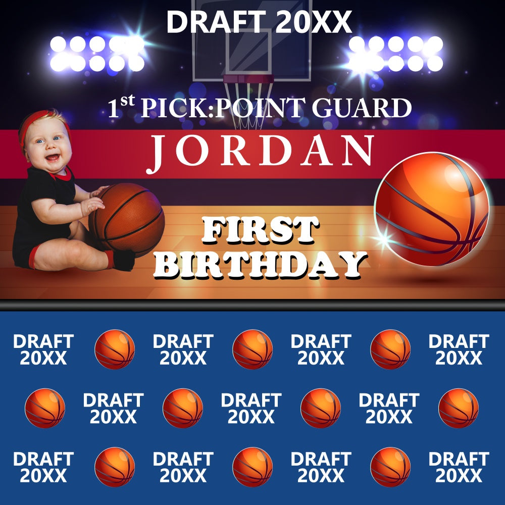 First Birthday Backdrop Basketball Sports Glow Backdrop BRP5-118
