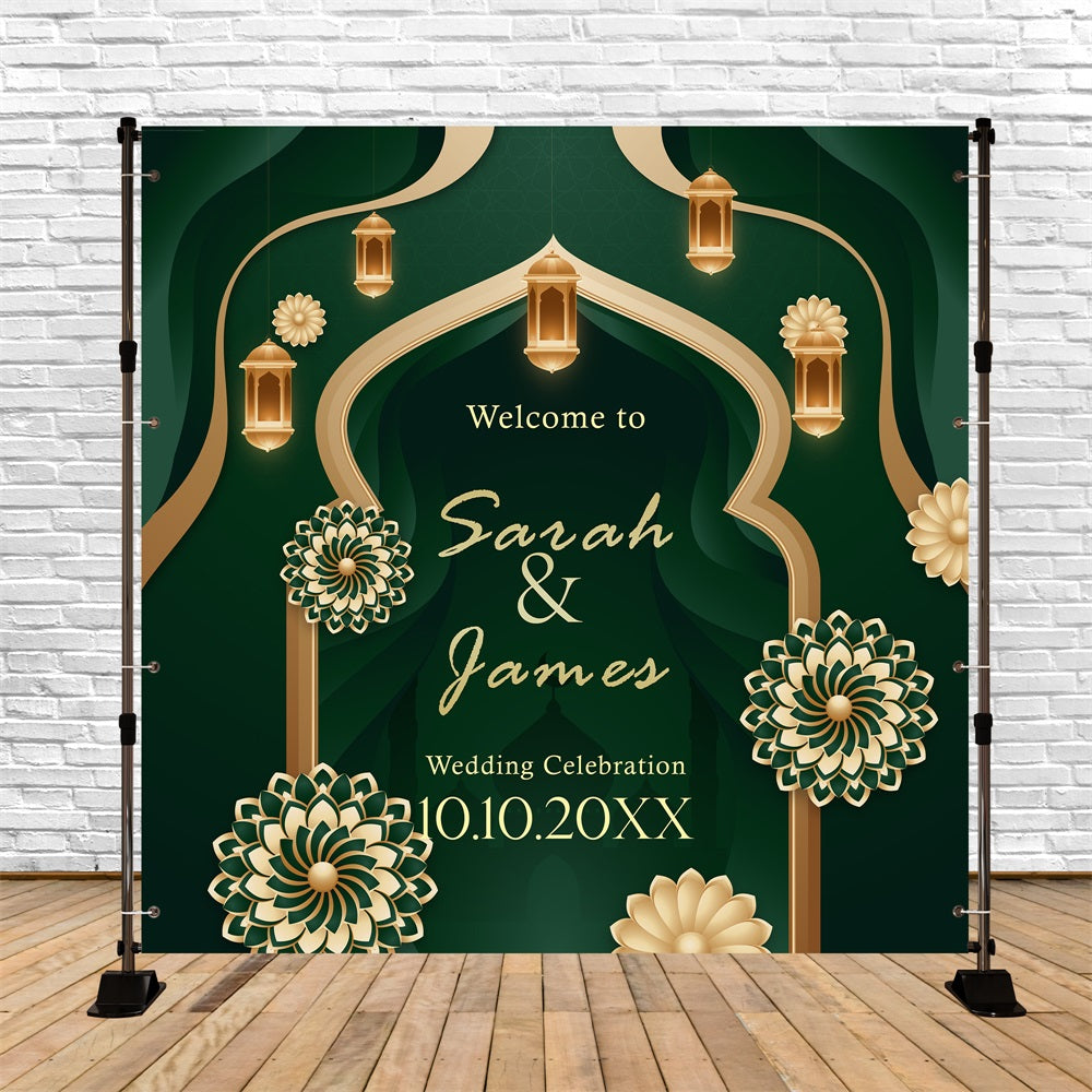 Wedding Photo Backdrop Golden Lantern Arch Personalised Backdrop BRP5-183