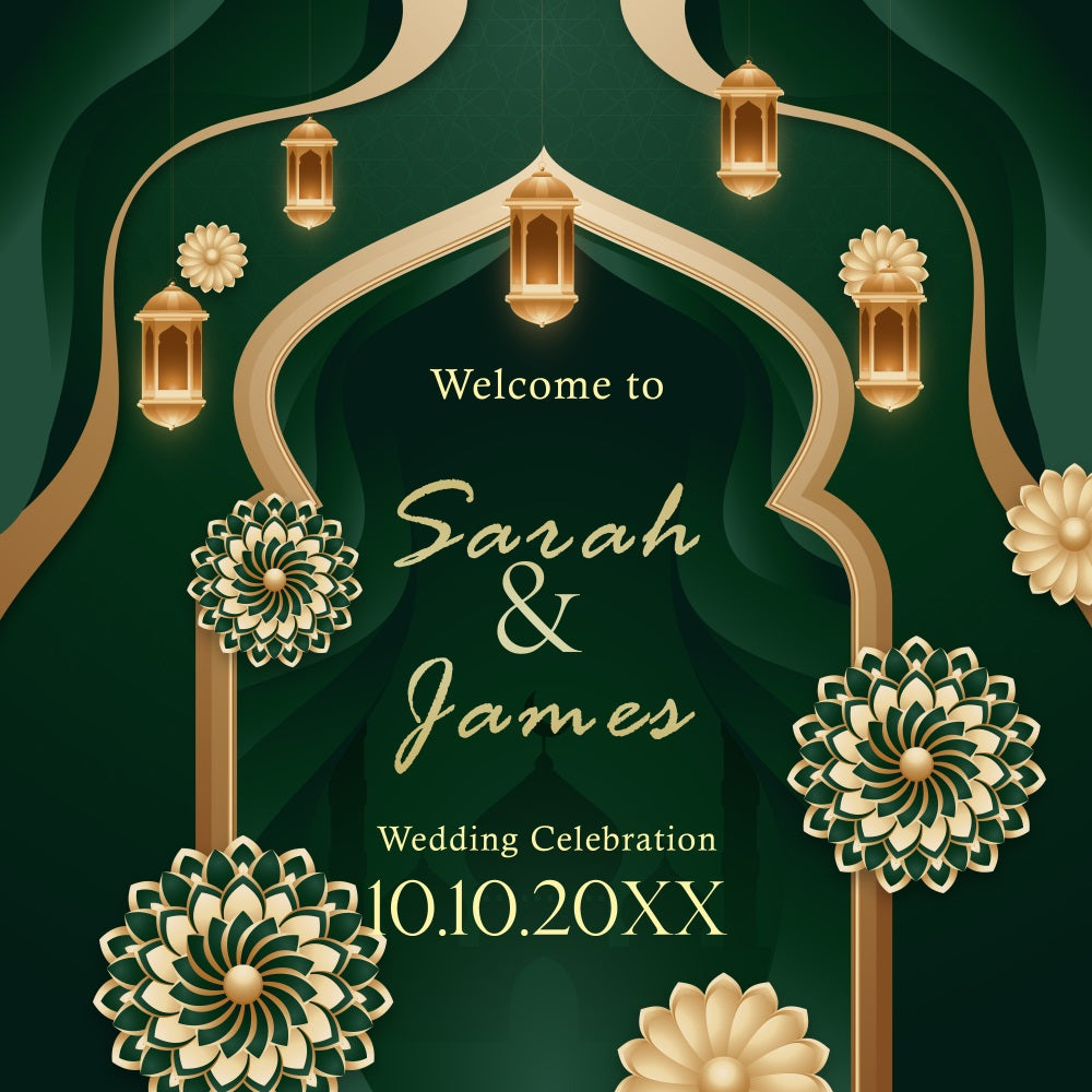 Wedding Photo Backdrop Golden Lantern Arch Personalised Backdrop BRP5-183
