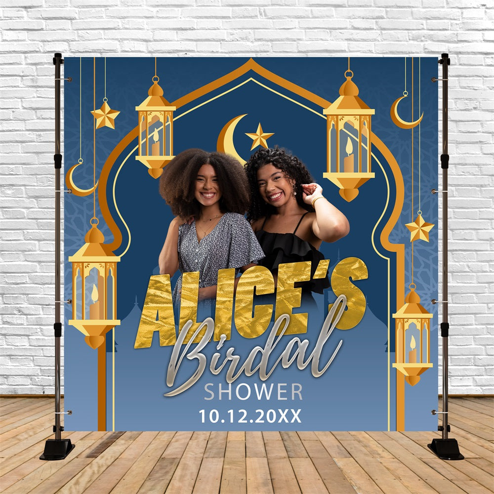 Photo Backdrop Wedding Crescent Moon Lantern Personalised Backdrop BRP5-188
