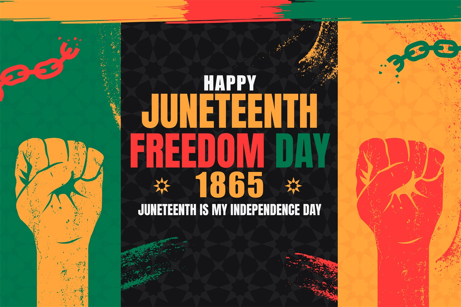 Juneteenth Backdrop Raised Fists Celebration Freedom Backdrop BRP5-2