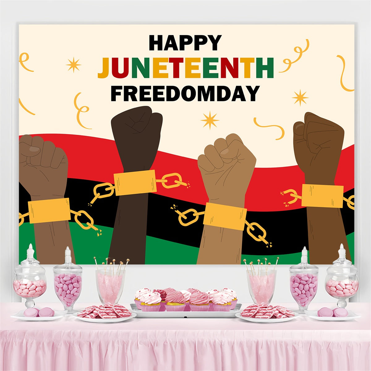 Juneteenth Photo Backdrop Fist Power Tribute Backdrop BRP5-4