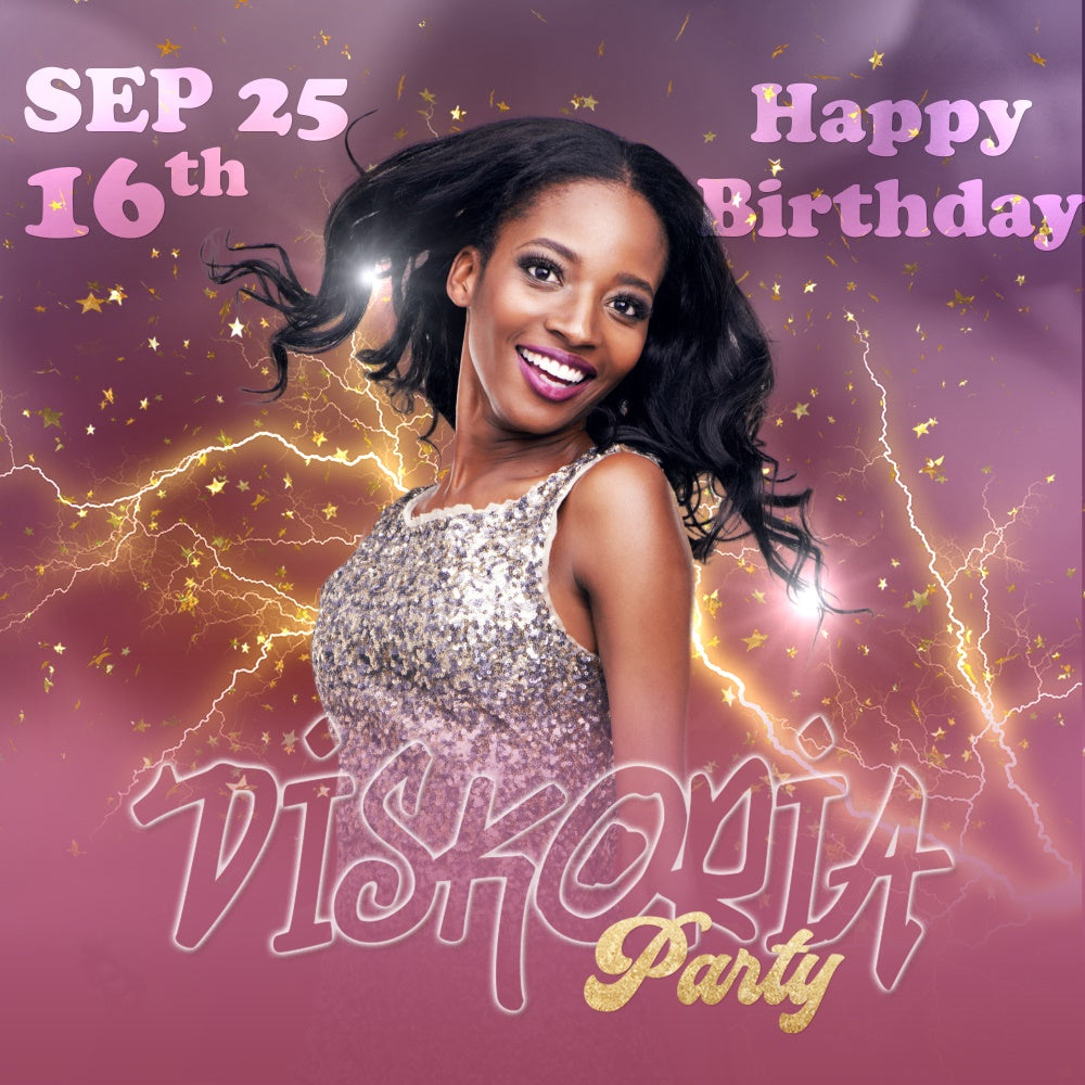 Personalized Birthday Backdrops Golden Lightning Glam 16th Backdrop BRP5-78