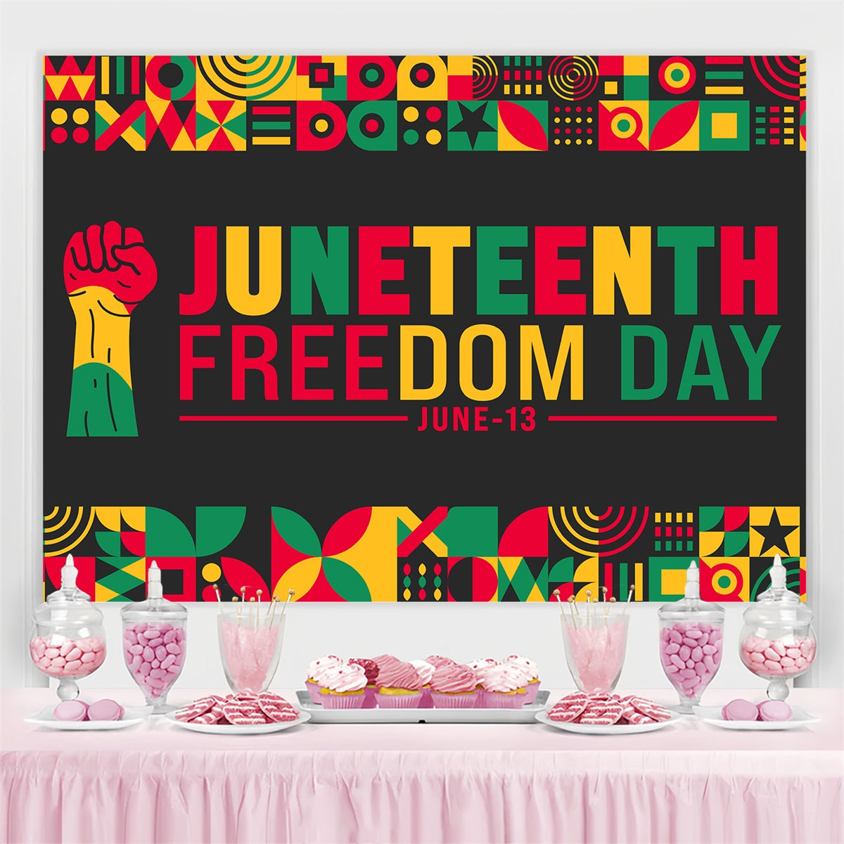 Juneteenth Backdrops Bold Colors Geometric Tribute Backdrop BRP5-9