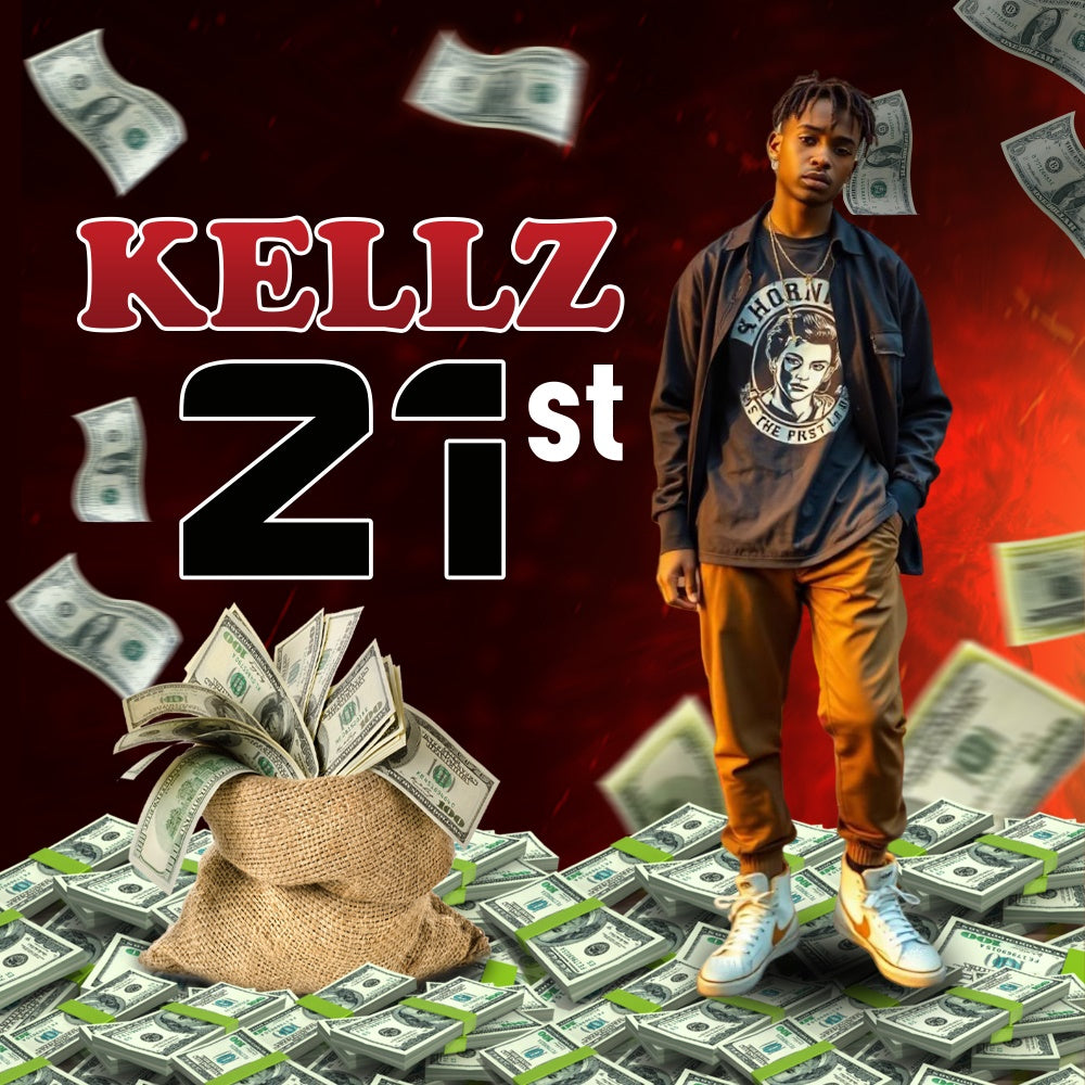 21st Birthday Backdrop Urban Style Dollar Bills Custom Backdrop BRP5-90